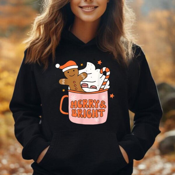 Retro Groovy Merry & Bright Gingerbread Christmas Cute Santa Unisex Hoodie