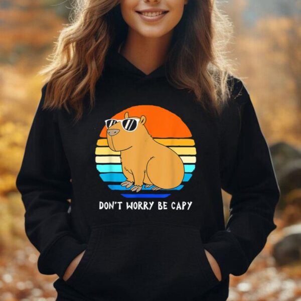 Retro Rodent Funny Capybara Dont Be Worry Be Capy Unisex Hoodie