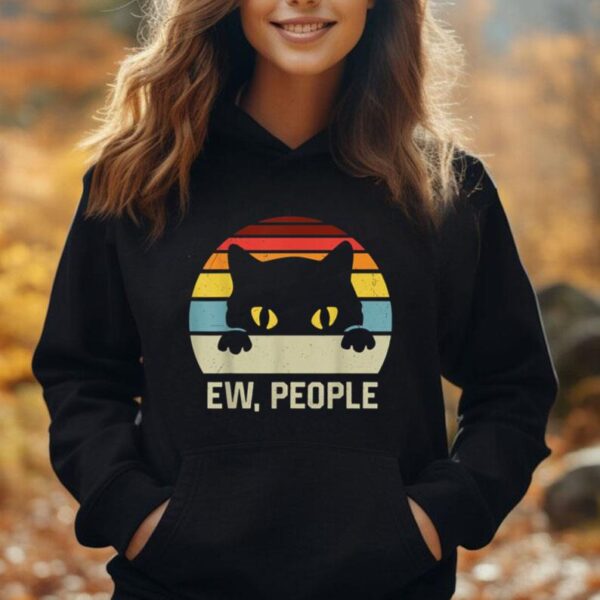 Retro Vintage Cat Shirt Ew People Introvert Anti Social Unisex Hoodie