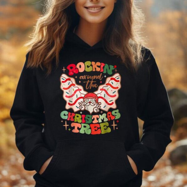 Retro Xmas Cute Santa Rockin' Around The Christmas Tree Unisex Hoodie