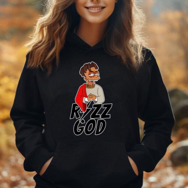 Rizz God Trap Cartoon Emote Rap Drip Streamer Popular Slang Unisex Hoodie