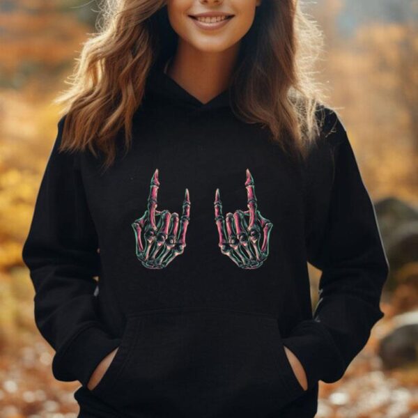 Rock On Rock Star Skeleton Hands - Concert Band Graphic Unisex Hoodie