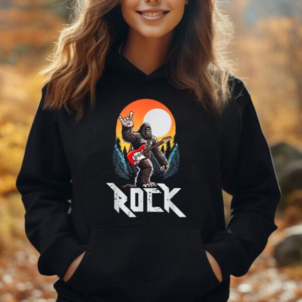 Rock! Sasquatch Rock & Roll Bigfoot Electric Guitar Rock On Unisex Hoodie