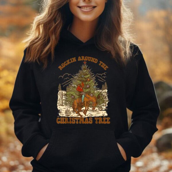 Rockin' Around Christmas Cowboy Tree Santa Ride Horse Pajama Unisex Hoodie