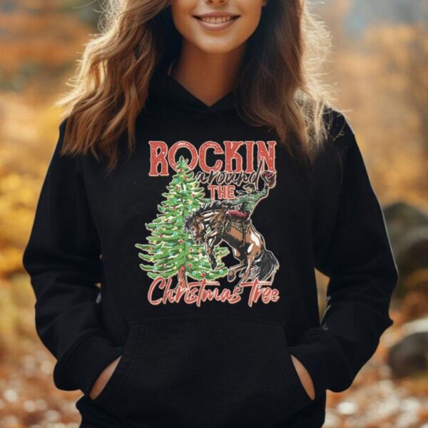 Rockin' Around The Christmas Tree Cowboy Santa Ride Horse Unisex Hoodie