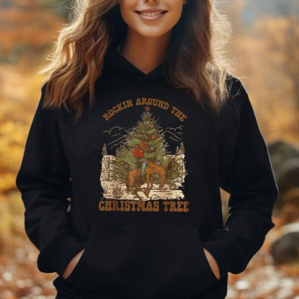 Rockin Around The Christmas Tree Cowboy Western Unisex Hoodie