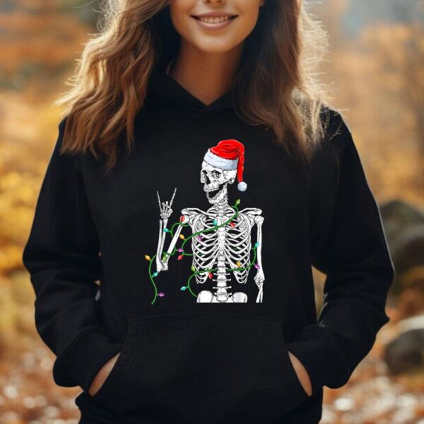 Santa Rocker Skeleton Hand Rock Christmas Pajamas Xmas Unisex Hoodie