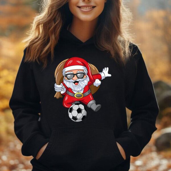 Santa Soccer Player Santa Playing Soccer Christmas Soccer Unisex Hoodie