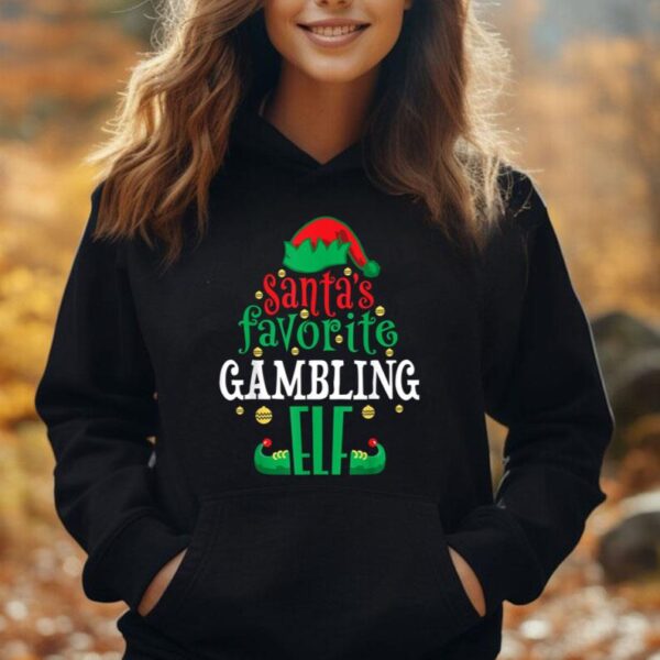 Santa's Favorite Gambling Elf Christmas Matching Casino Unisex Hoodie