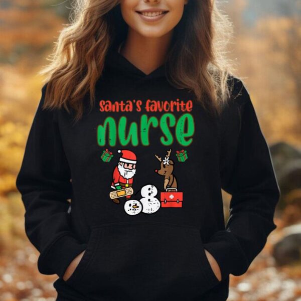 Santas Favorite Nurse Christmas Xmas Nursing Scrub Top Women Unisex Hoodie