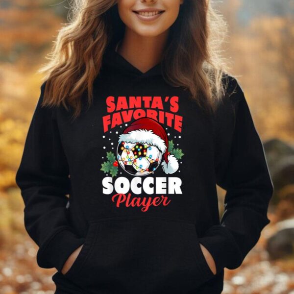 Santa's Favorite Soccer Player Christmas Pajama Xmas Gifts Unisex Hoodie