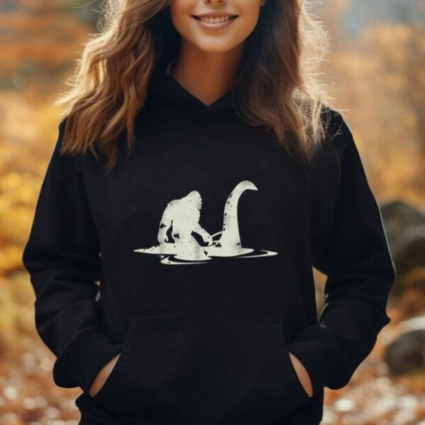 Sasquatch Shirt Vintage Bigfoot Riding The Loch Monster Unisex Hoodie