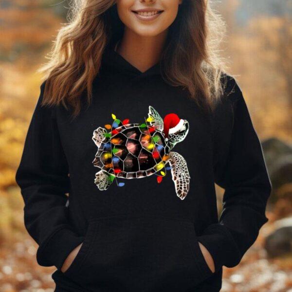 Sea Turtle Christmas Lights Funny Santa Hat Merry Christmas Unisex Hoodie