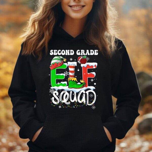 Second Grade ELF Squad Funny Christmas ELF Kids Teacher Unisex Hoodie