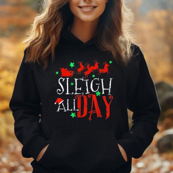 Sleigh All Day Cute Santa Reindeer Xmas Retro Christmas Unisex Hoodie