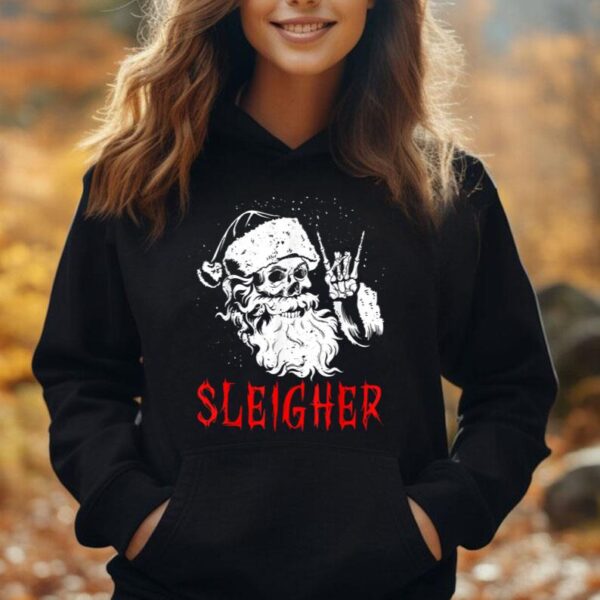 Sleigher Santa Claus Metal Christmas Rock On Hail Santa Unisex Hoodie