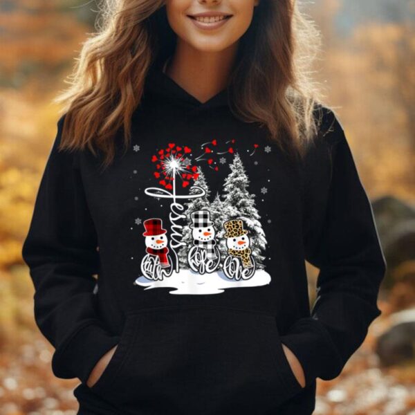 Snowman Jesus Faith Hope Love Christian Xmas Heart Cross Unisex Hoodie