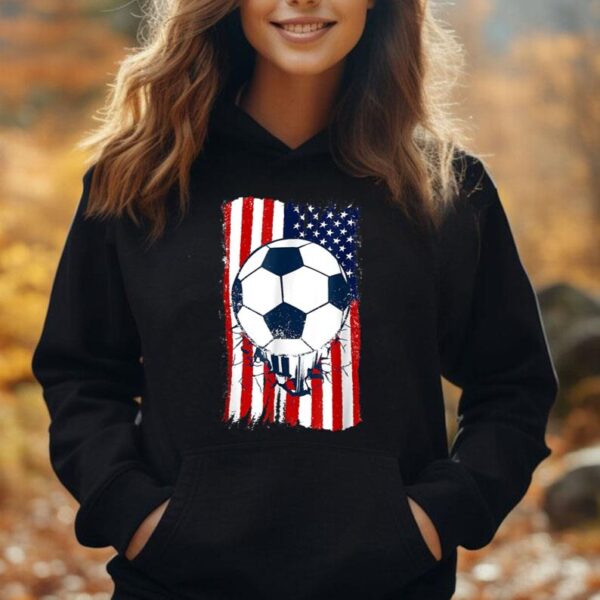 Soccer Ball USA American Flag Mens Womens Patriotic Football Unisex Hoodie