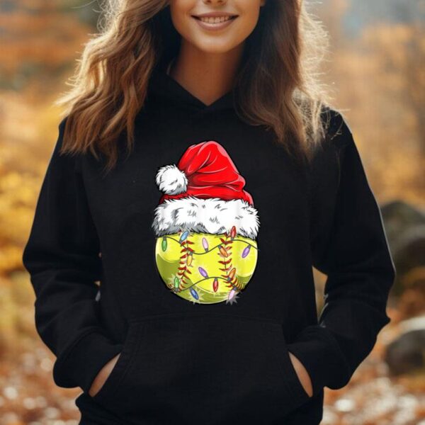 Softball Christmas Santa Hat - Funny Softball Xmas Holiday Unisex Hoodie