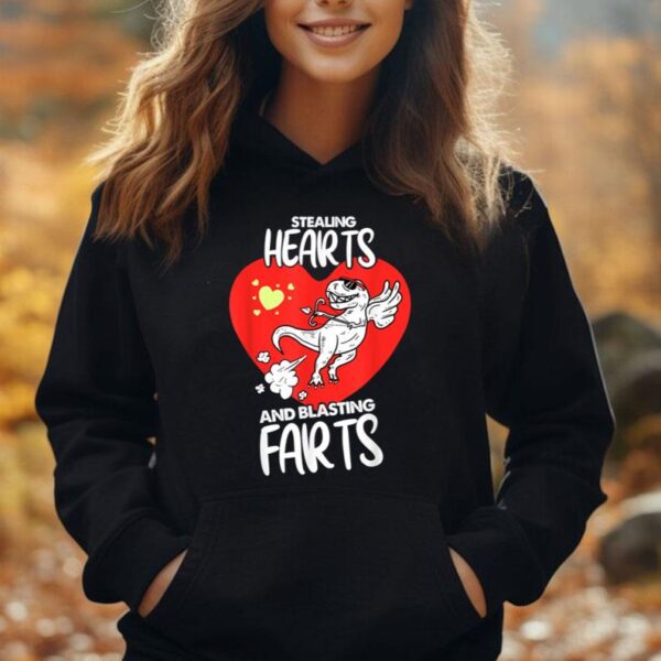 Stealing Hearts And Blasting Farts Funny Quote Kids Men Dino Unisex Hoodie