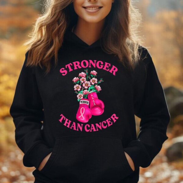 Stronger Than Cancer Boxing Gloves Pink Ribbon Breast Cancer Unisex Hoodie