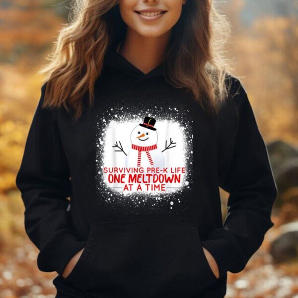 Surviving Pre-K Life One Meltdown At A Time Snowman Teacher Unisex Hoodie