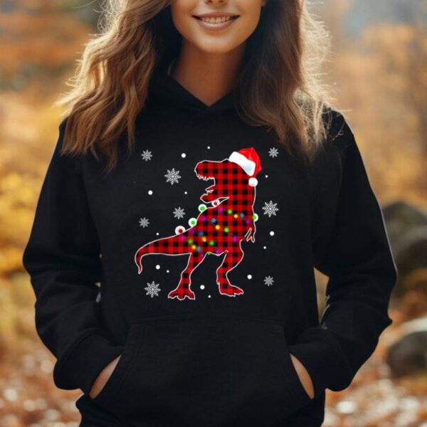 T Rex Plaid Red Buffalo Dinosaur Christmas Pajamas Family Unisex Hoodie