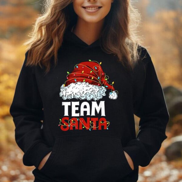 Team Santa Christmas Squad Family Pajamas Xmas Hat Lights Unisex Hoodie