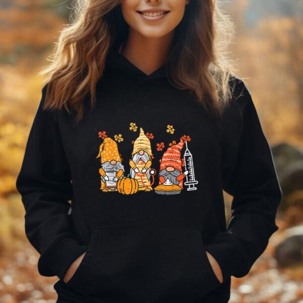 Thanksgiving Nurse Gnomes Fall Scrub Top Autumn RN Women Unisex Hoodie