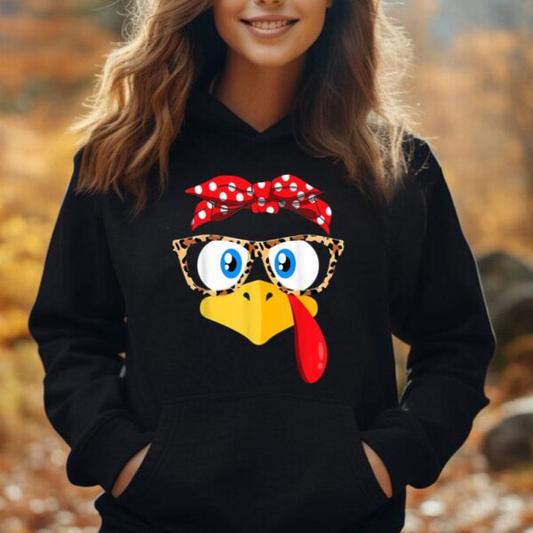 Thanksgiving Turkey Face Leopard Print Glasses Women Girls Unisex Hoodie