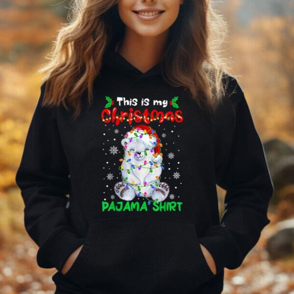 This Is My Christmas Pajama Polar Bear Santa Hat Xmas Lights Unisex Hoodie