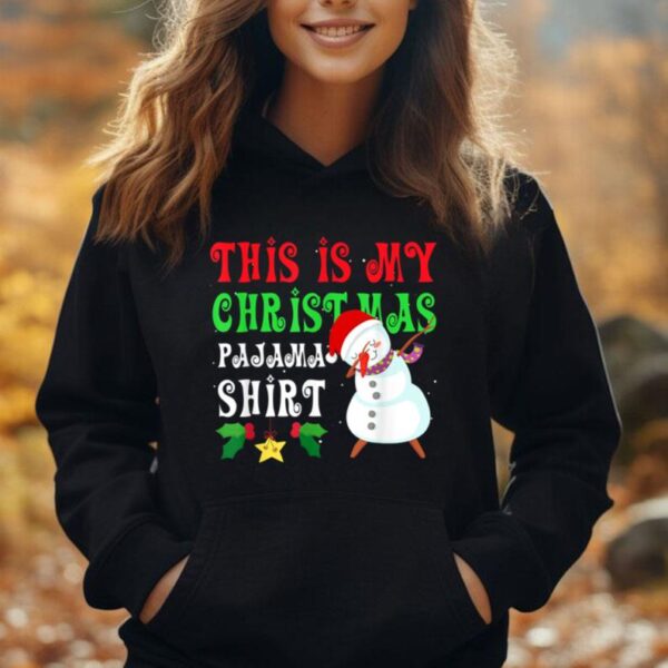 This Is My Christmas Pajama Shirt Funny Cute Dabbing Snowman Unisex Hoodie