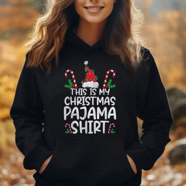 This Is My Christmas Pajama Shirt Santa Hat Christmas Lights Unisex Hoodie