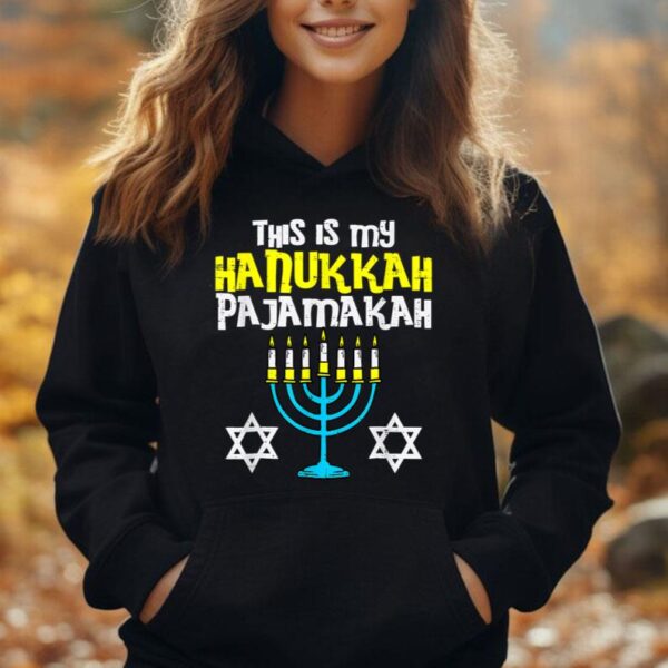 This Is My Hanukkah Pajamakah Menorah Chanukah Jewish PJs Unisex Hoodie