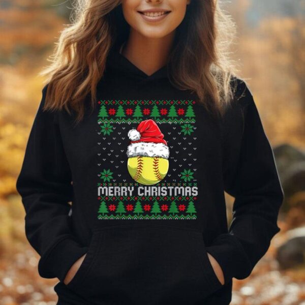 This is My Christmas Pjamama Softball With Santa Hat Xmas Unisex Hoodie