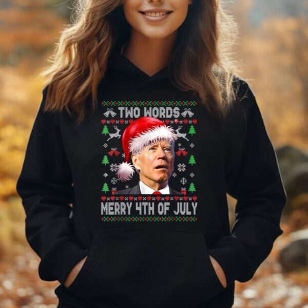 Two Words Merry 4th Of July Joe Biden Christmas Sweater Unisex Hoodie