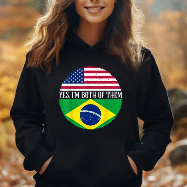 USA And Brazil Vintage Flags Shirt Yes I'm Both Of Them Unisex Hoodie