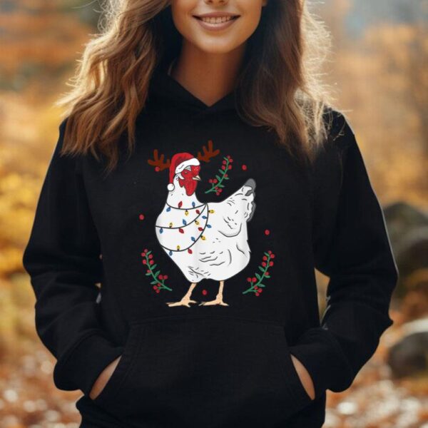 Ugly Chicken Christmas Lights Pajamas for Chicken Farmers Unisex Hoodie