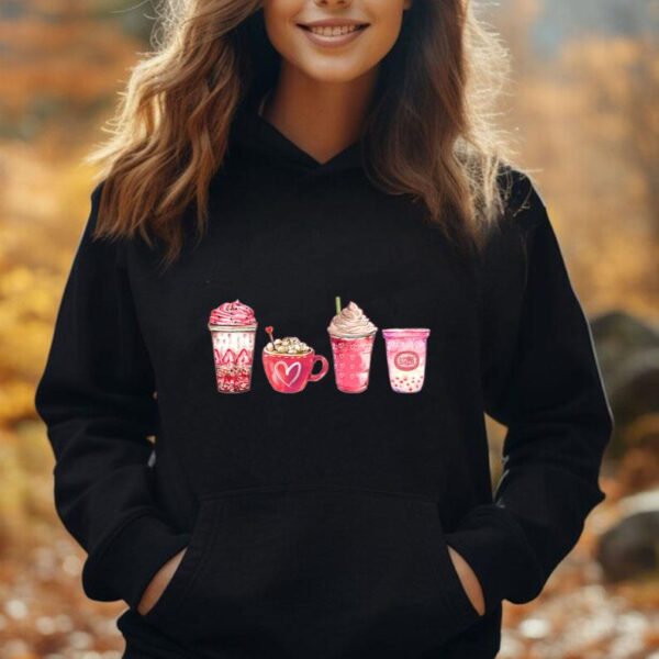 Valentines Drinking Coffee Love Heart Graphic Valentines Day Unisex Hoodie