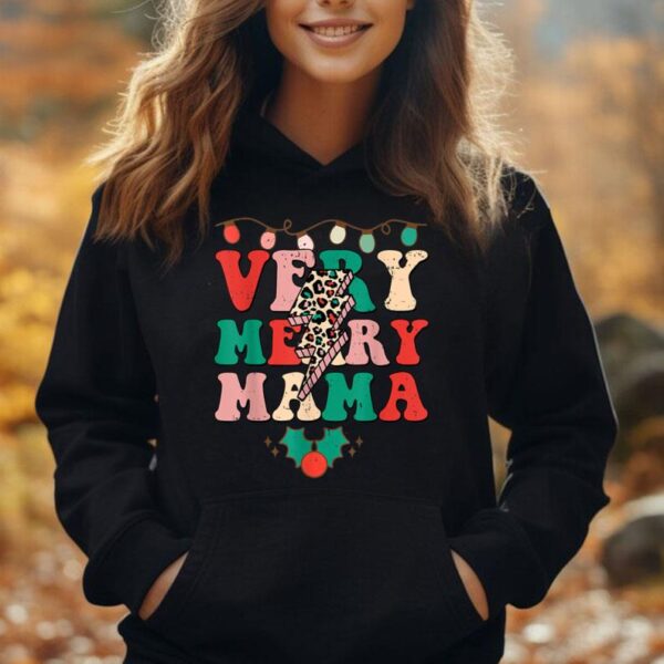 Very Merry Mama Christmas Leopard Retro Light Mom Xmas Women Unisex Hoodie