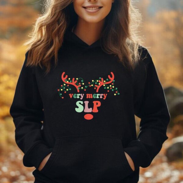 Very Merry SLP Reindeer Christmas Speech Therapist Xmas Unisex Hoodie