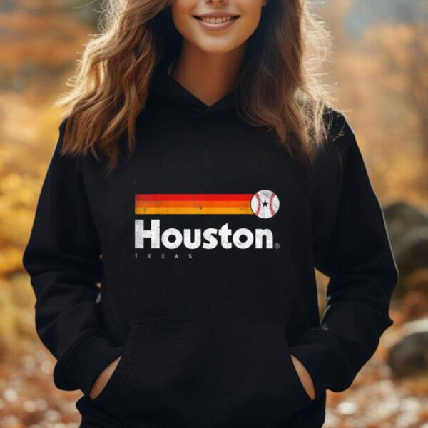 Vintage Houston Love Baseball Strong Vintage Stripes Unisex Hoodie