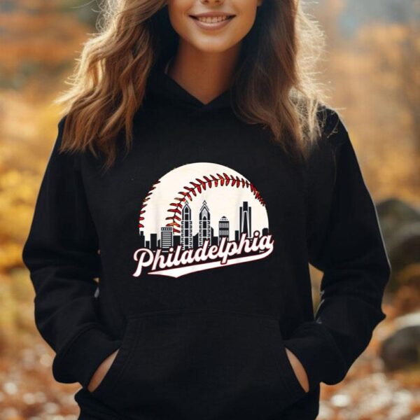 Vintage Philadelphia Philly Cityscape Baseball Skyline Retro Unisex Hoodie