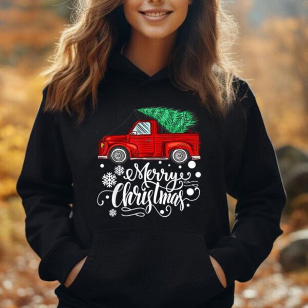 Vintage Red Truck With Merry Christmas Tree Family Matching Unisex Hoodie