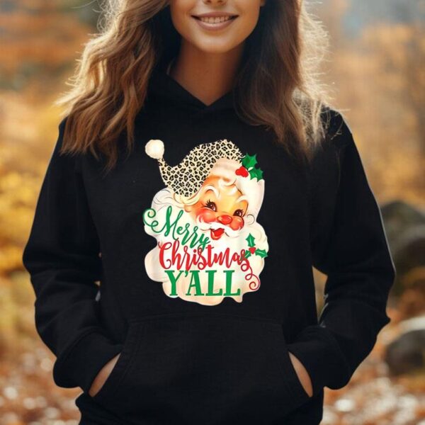 Vintage Santa Leopard Hat Believe Merry Christmas Unisex Hoodie