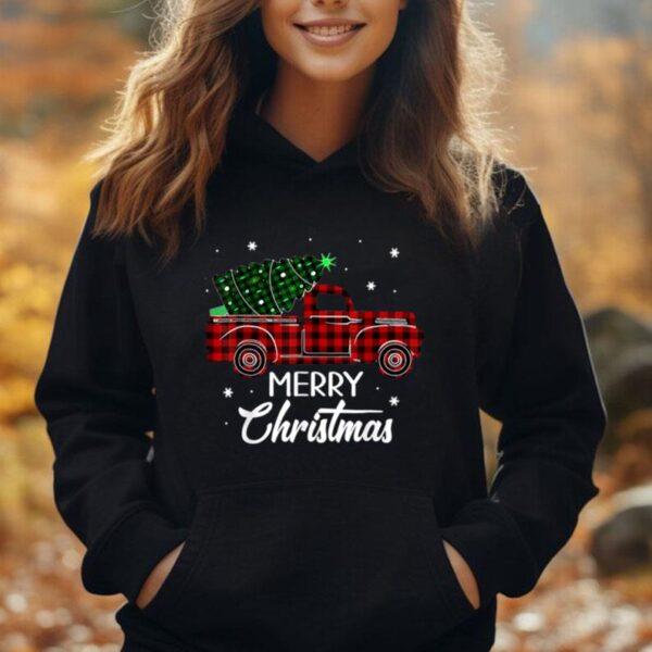 Vintage Style Farm Red Truck With Christmas Tree Unisex Hoodie