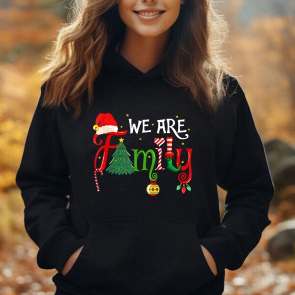 We Are Family Christmas Tree Santa Hat Xmas Elf Candy Cane Unisex Hoodie