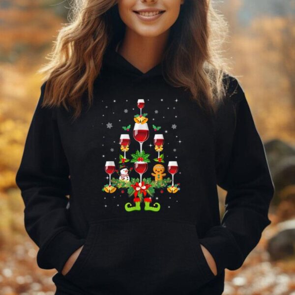 Wine Glasses Christmas Tree Funny Winter Xmas Women Men Unisex Hoodie