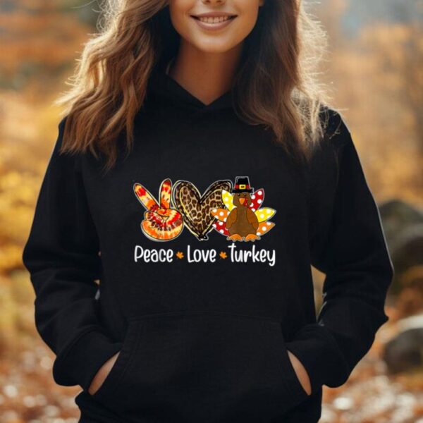 Women Peace Love Turkey Pumpkin Gobble Turkey Thanksgiving Unisex Hoodie