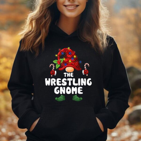 Wrestling Gnome Buffalo Plaid Matching Family Christmas Unisex Hoodie